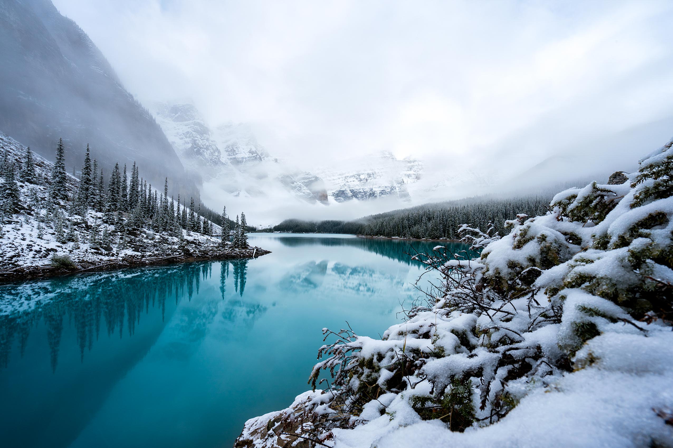 September Snow at Moraine Lake Banff Canada